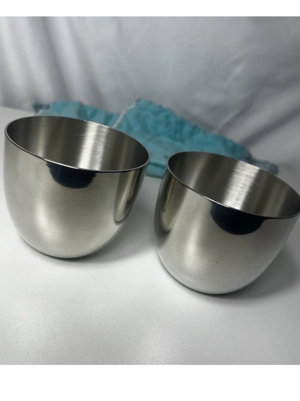 Set Of 2 Tiffany & Company Refurbished Jefferson Cup : Pewter With Bags